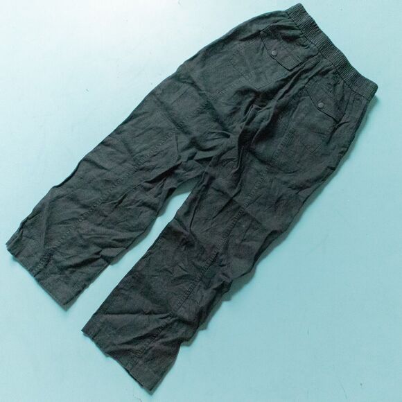 Athleta Washed Black Cabo Retreat 100% Linen Wide Leg High Rise Pants Size 0 - Picture 9 of 9